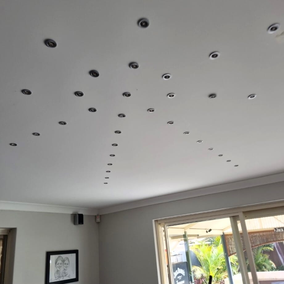 Before holes damaged wall and ceiling needing repair